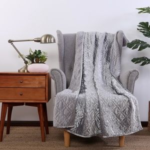 Silver Warm Crushed Velvet Throw Blanket 50x60